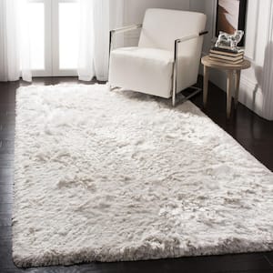 Ocean Shag Ivory 6 ft. x 6 ft. Square Solid Area Rug