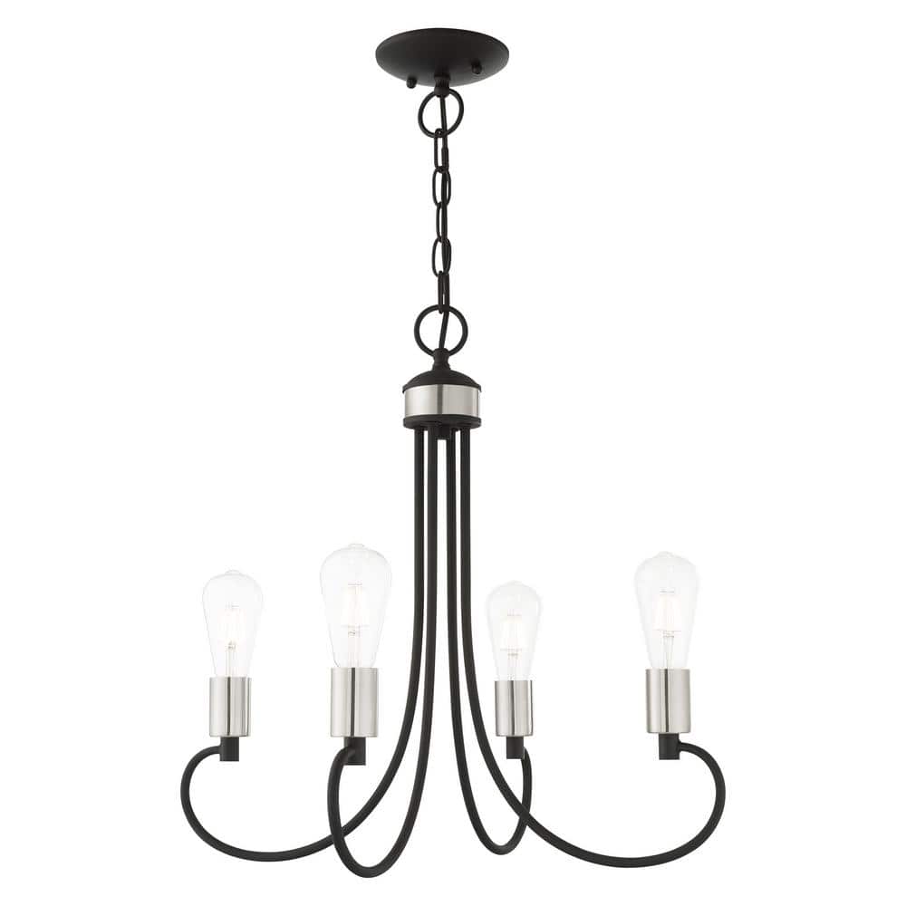 Black Crystal Mini 4-Light Candle Chandelier