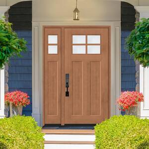 Regency 51 in. x 80 in. LHOS 4L-1/4Toplite Clear Glass AutumnWh Stain Fir Grain Fiberglass Prehung Front Door w/12in. SL