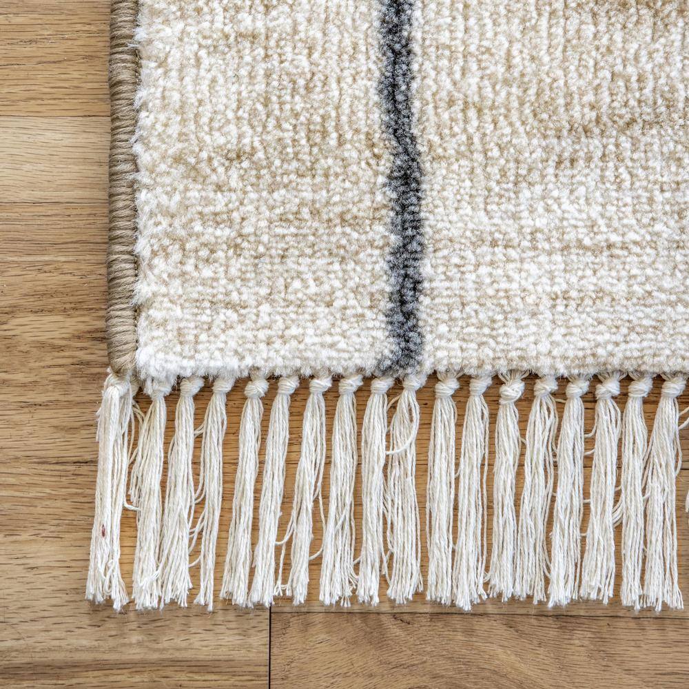 Beige and Black Rectangular Synthetic Area Rug