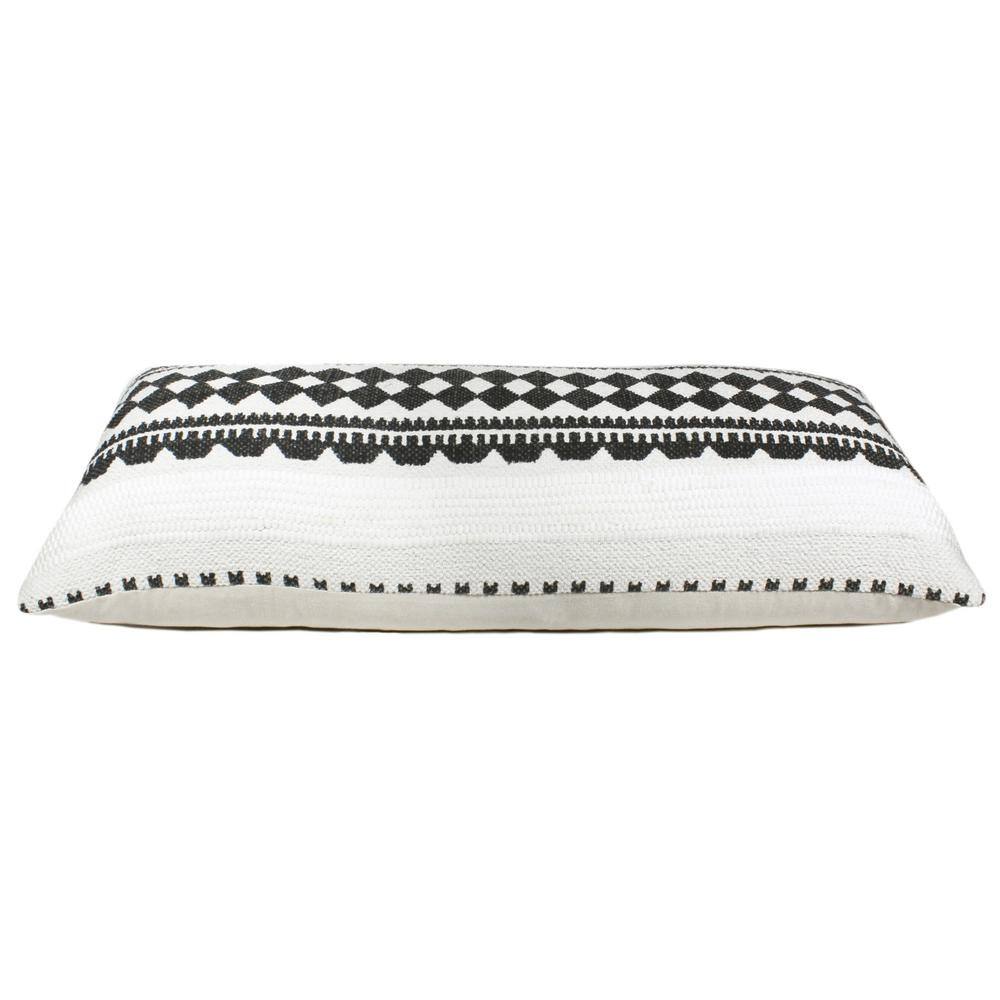 Black and White Geometric Stripe Lumbar Pillow, 14" x 36"