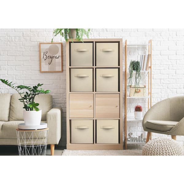 Sorbus Large Storage Cubes with Handles, Beige 13 in. x 13 in. Fabric Decorative Basket (Set of 1) Clothes and Closet Organizer