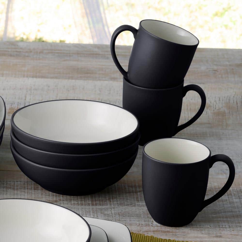 Graphite Matte Ceramic Soup and Cereal Bowls Set of 4