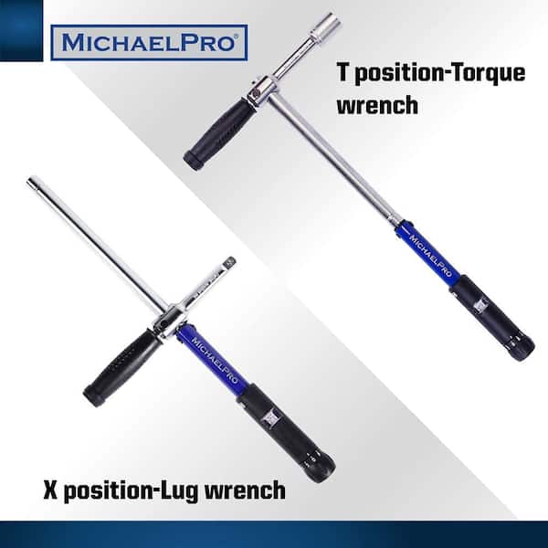 MICHAELPRO 1/2 in. Drive Click Through Torque Wrench Lug Wrench with  Sockets (17-19-21 MM) MP001002 The Home Depot