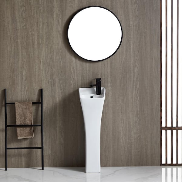 Eridanus 12in. Ceramic Single Hole Pedestal Combo Bathroom Vessel Sink