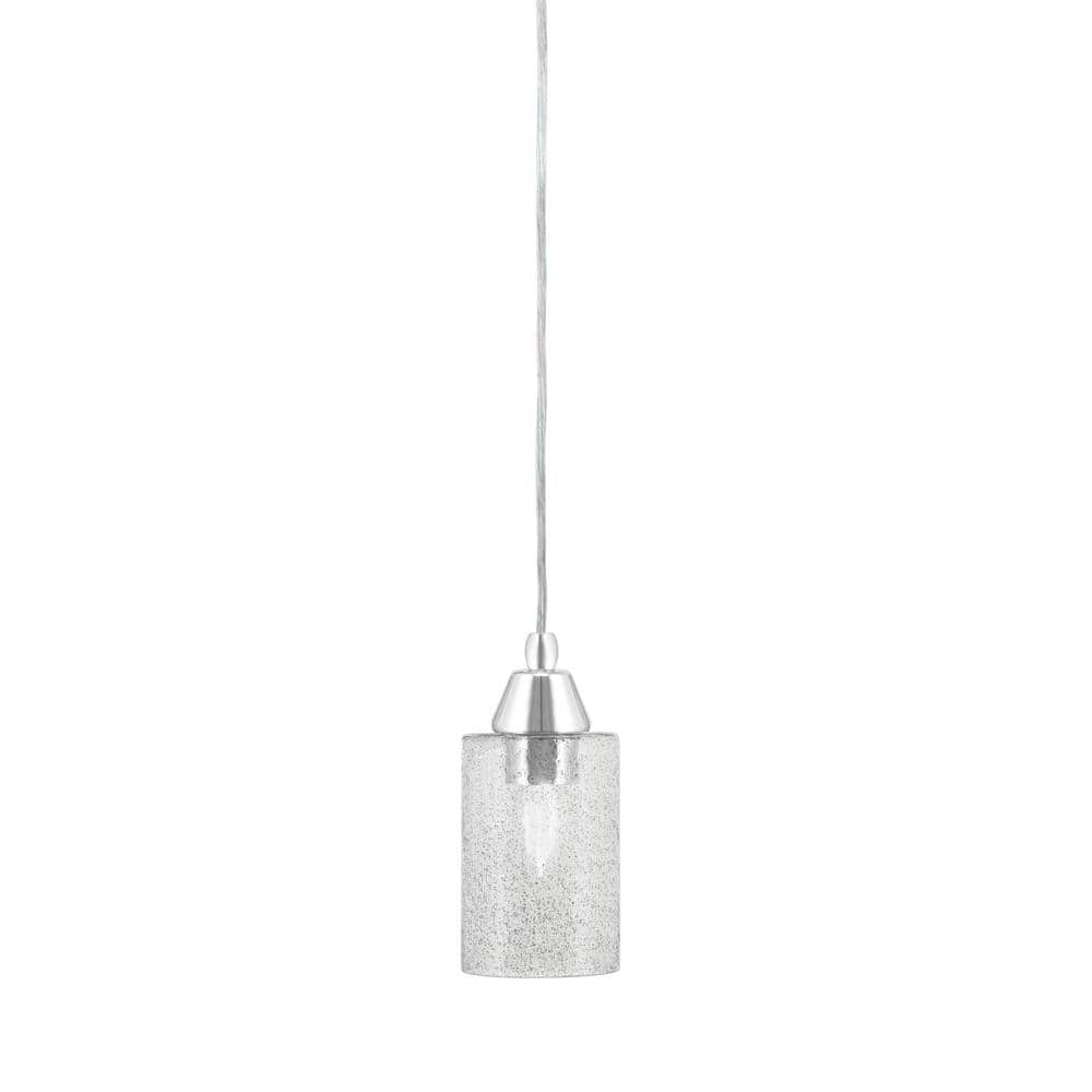 Bryson 4 in. 1-Light Chrome Cord Pendant Light with 4 in. Smoke Bubble Glas