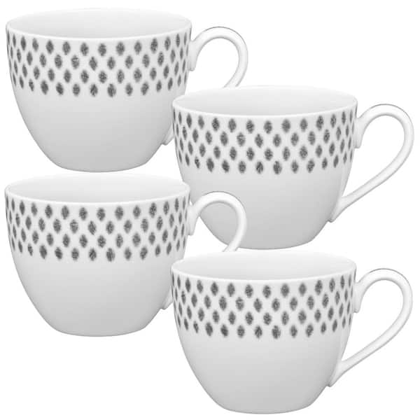 Noritake Grey Hammock 10 fl. oz. (Grey) Porcelain Tea Cups, (Set of 4)