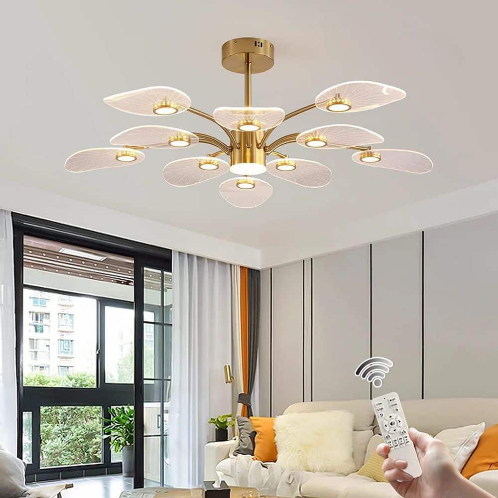 Genoci 10-Light Dimmable Integrated LED Gold Sputnik Modern Linear