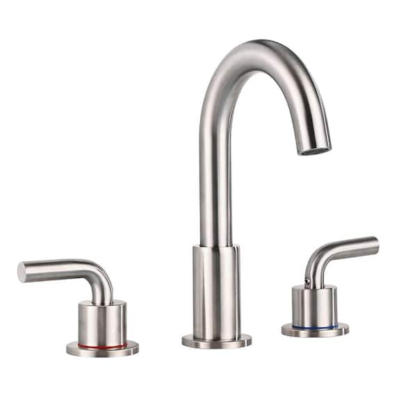 AKLFGN 8 in. Widespread Double Handle Bathroom Sink Faucet with 360° Swivel Spout in Brushed Nickel