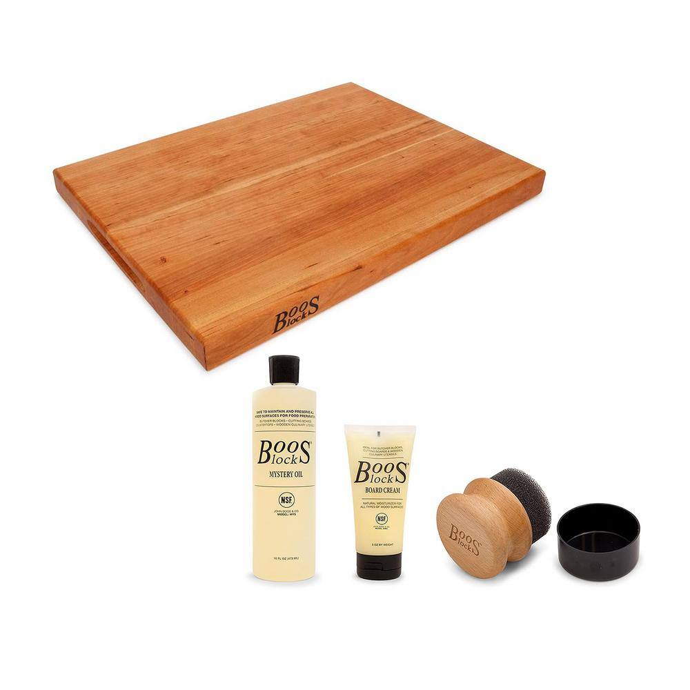 JOHN BOOS 20 x 15" Cutting Board Block with 3 Piece Cutting Board Maintenance Set CHYR03