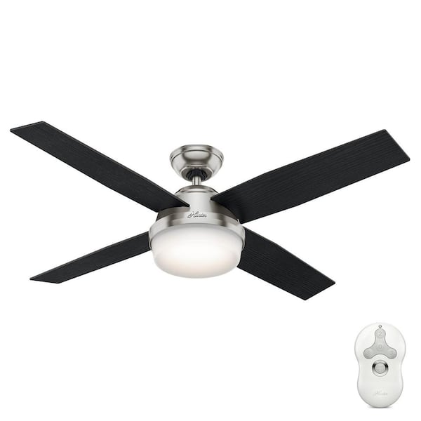 Hunter Dempsey 52 In Led Indoor Brushed Nickel Ceiling Fan With Light And Remote 59216 The Home Depot Hunter Dempsey 52 In Led Indoor, Why Does My Hunter Ceiling Fan Light Blink On And Off