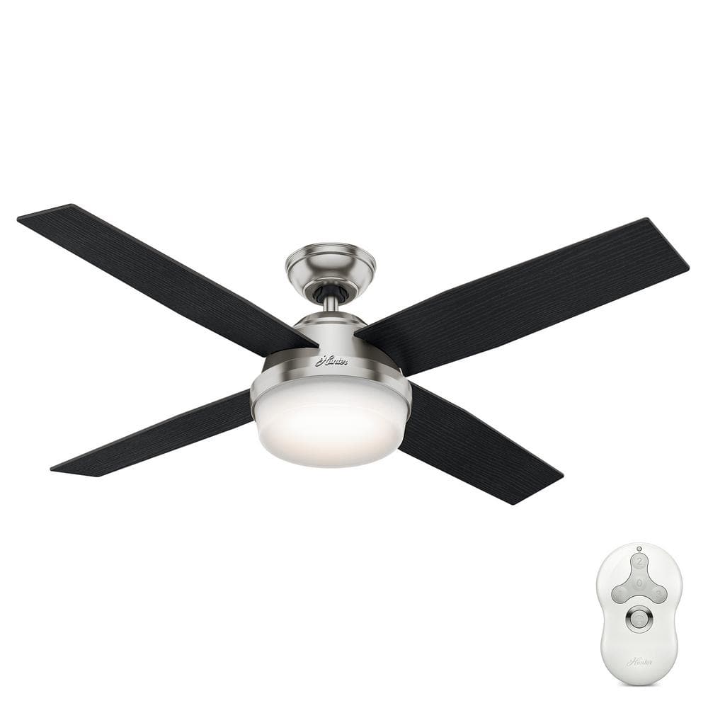 Hunter Dempsey 52 in. LED Indoor Brushed Nickel Ceiling Fan with Light