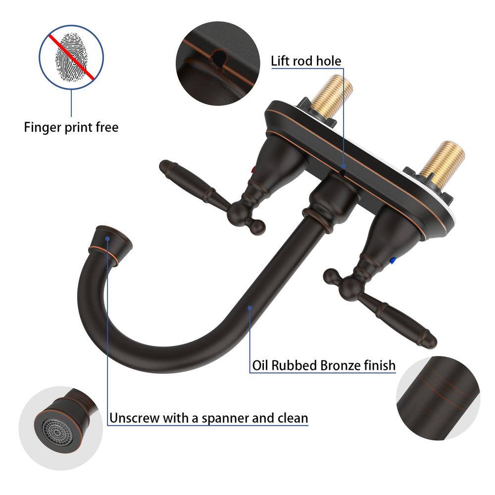 Oil Rubbed Bronze Double Handle Mid Arc Bathroom Faucet