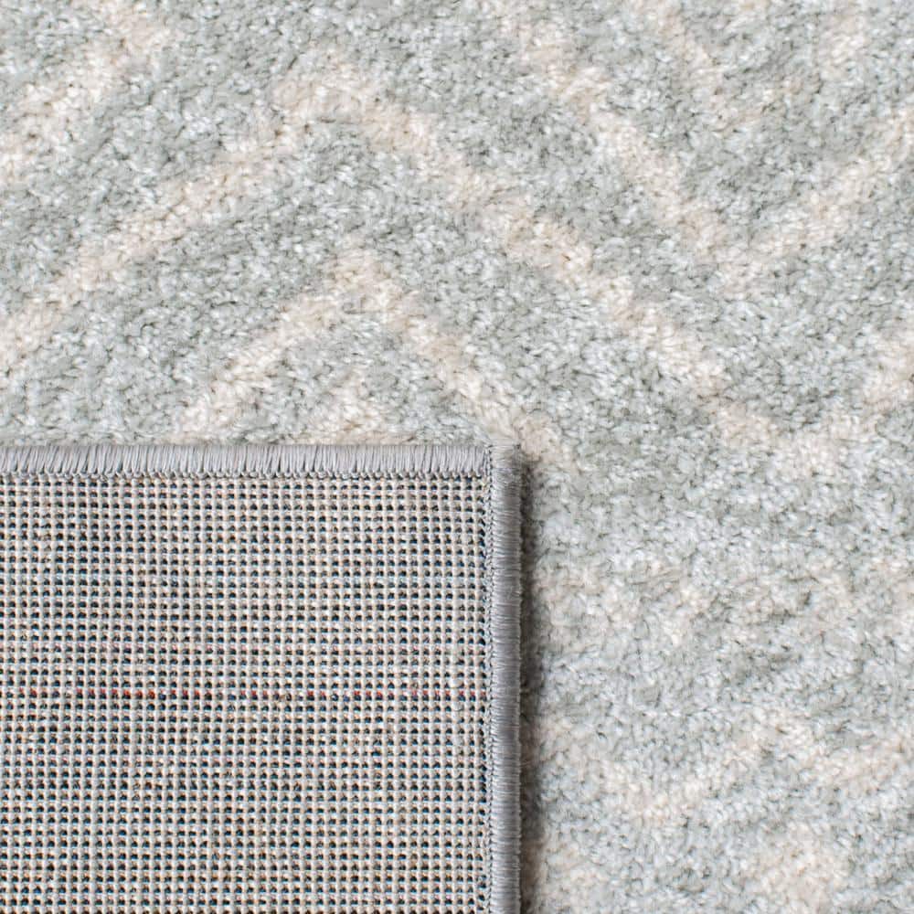 Ivory and Light Grey Geometric Square Area Rug