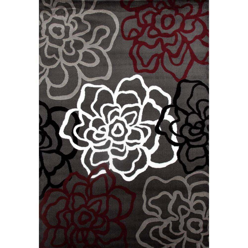 World Rug Gallery Contemporary Fl 5, Red Gray And Black Area Rugs