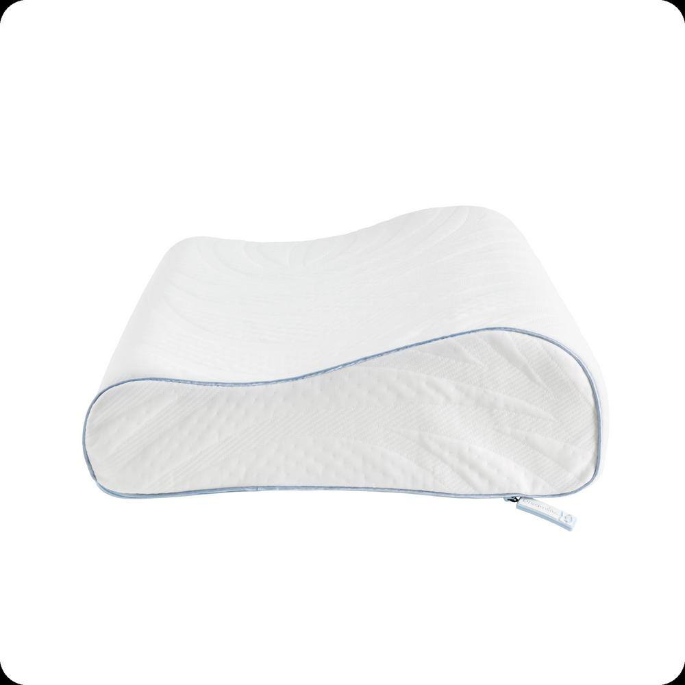 White Contour Memory Foam Pillow with Cooling Cover