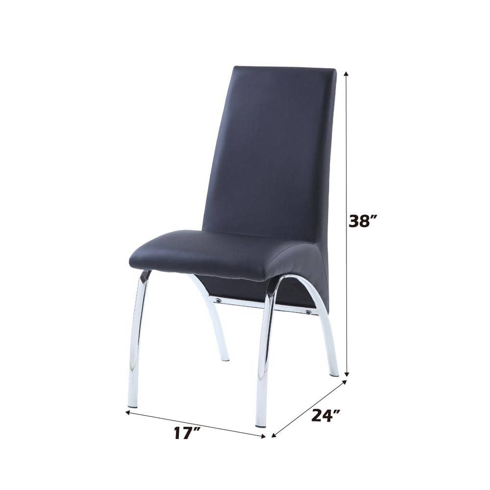 Black Faux Leather Upholstered Side Chair with Chrome Legs
