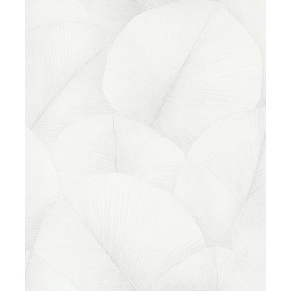 Unbranded Kumano Collection White Textured Palm Leaf Matte Finish Non-pasted Vinyl on Non-woven Wallpaper Sample