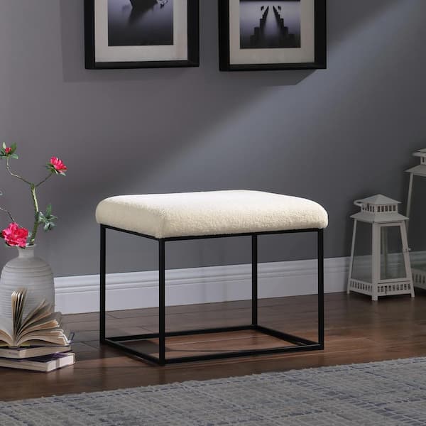 TOUCH-RICH Footrest Small Ottoman Stool PU Leather Modern Seat Chair  Footstool (Grey)