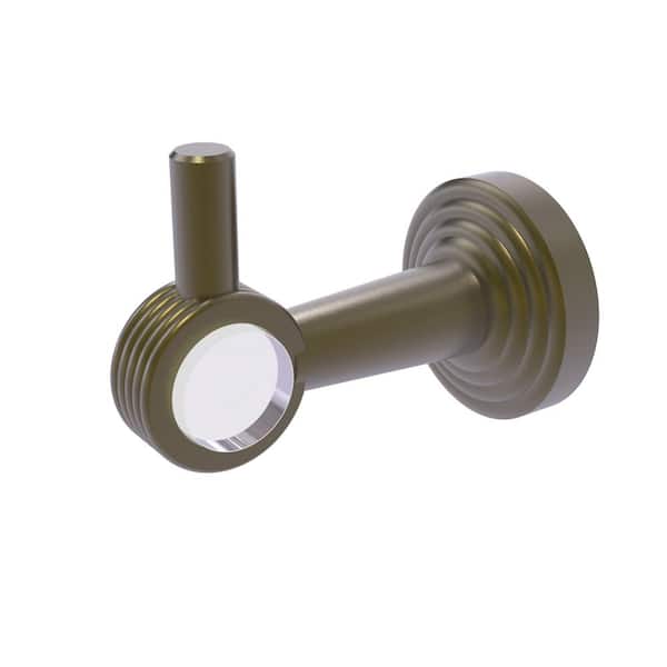Allied Brass Pacific Beach J-Hook Robe/Towel Hook with Groovy Accents in Antique Brass
