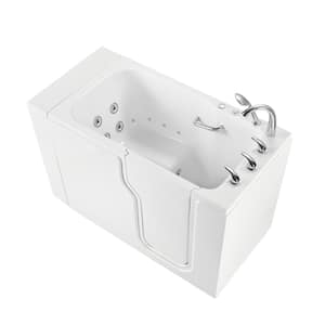 Standard 52 in. x 30 in. Acrylic Walk-In Whirlpool Bathtub in White, RHS Inward Swing Door, 5 Piece Faucet, Heated Seat