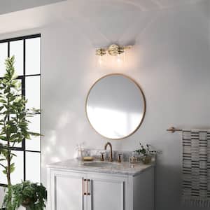 Brinley 15.75 in. 2-Light Champagne Bronze Vintage Bathroom Vanity Light with Clear Glass