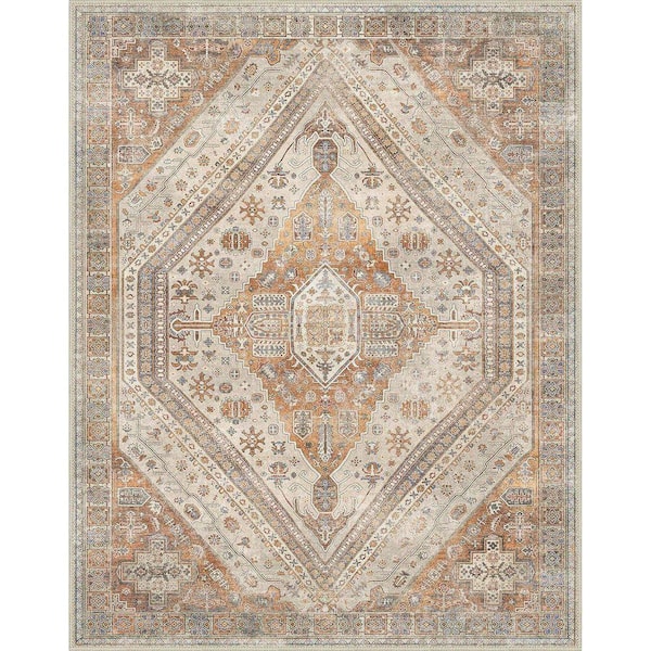 Soraya Medallion Light Brown 5 ft. x 7 ft. Living Room/Bedroom/Dining Room Area Rug