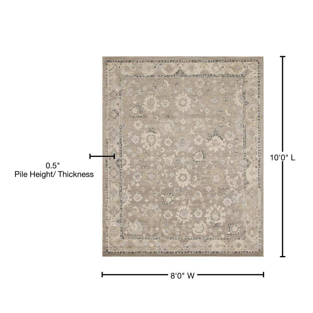 Light Brown Floral Synthetic Rectangular Area Rug