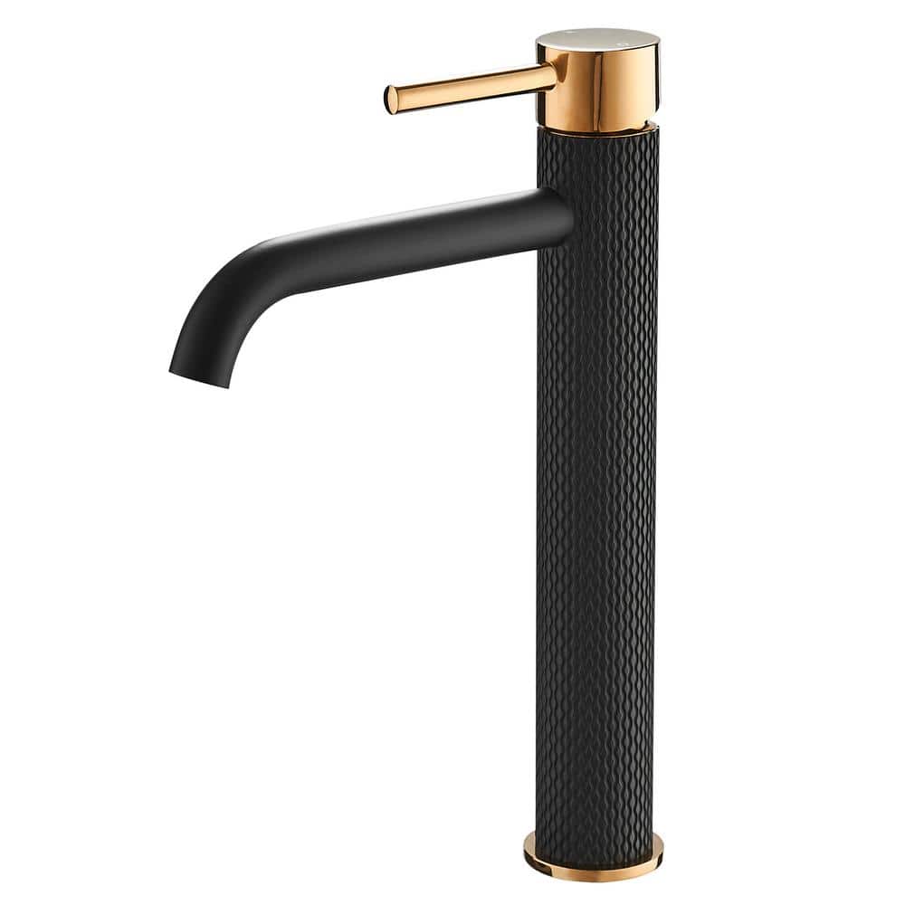 Single Hole Single Handle Tall Bathroom Vessel Sink Faucet in Matte Black&R