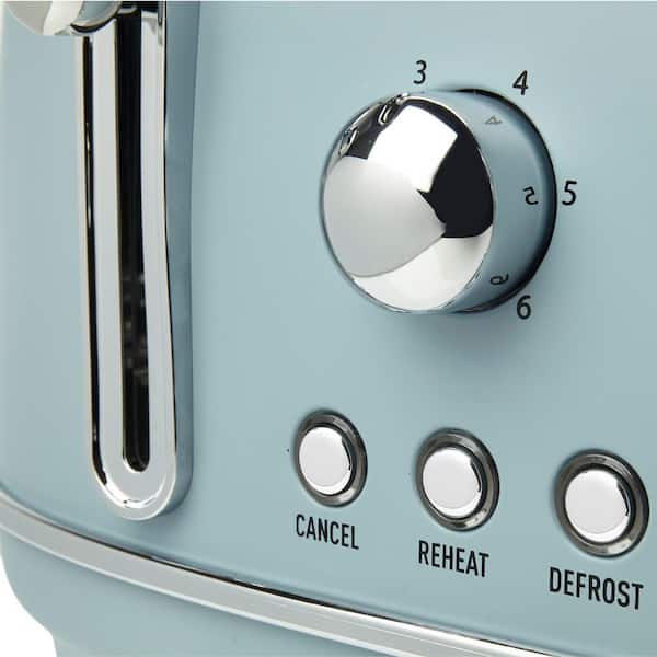 Haden Highclere 4 Slice Retro Vintage Wide Slot Toaster for Kitchen Pool Blue 