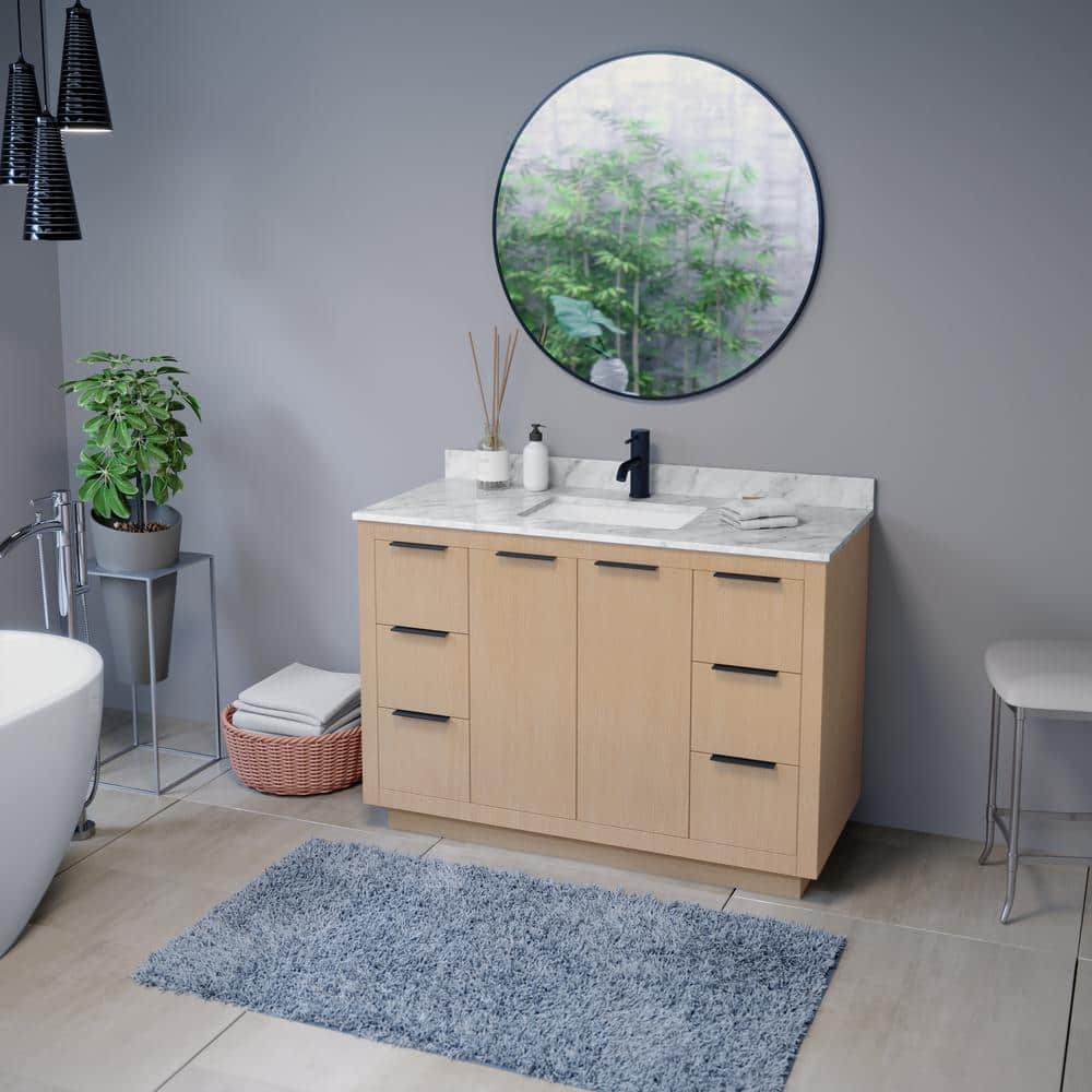 Nuova 36 in. W x 36 in. H Large Round Aluminum Framed Wall Bathroom Vanity 