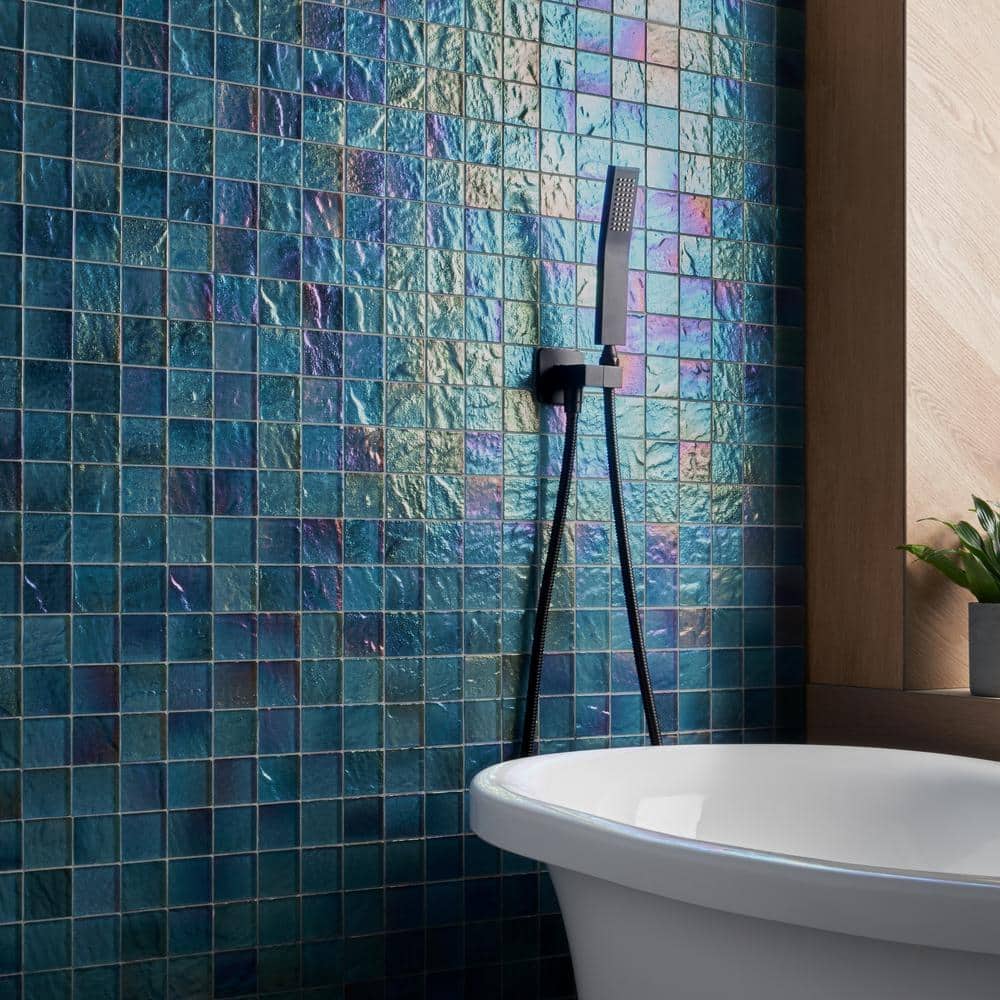 Shallows Blue Iridescent Glass Mosaic Wall Tile
