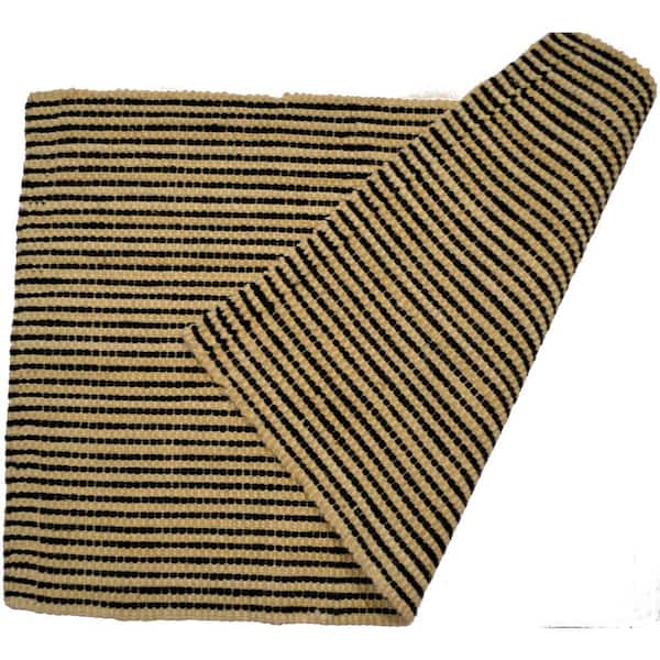 2 ft. x 3 ft. Black And Brown Jute Striped Hand Woven Area Rug