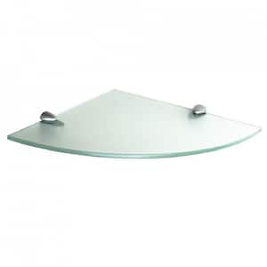 8 in. L x 0.37 in. H x 8 in. W Floating Wall Mount Frosted Tempered Glass Floating Corner Shelf in Chrome Brackets