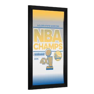 Golden State Warriors NBA Champs 26 in. W x 15 in. H Wood Black Framed Mirror