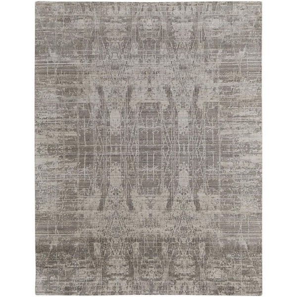 9 ft. x 12 ft. Gray, Silver Abstract Area Rug