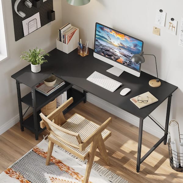 Bestier 55 inch Computer Desk with Storage Drawers & Keyboard Tray & File  Drawer Home Office Desk Grey