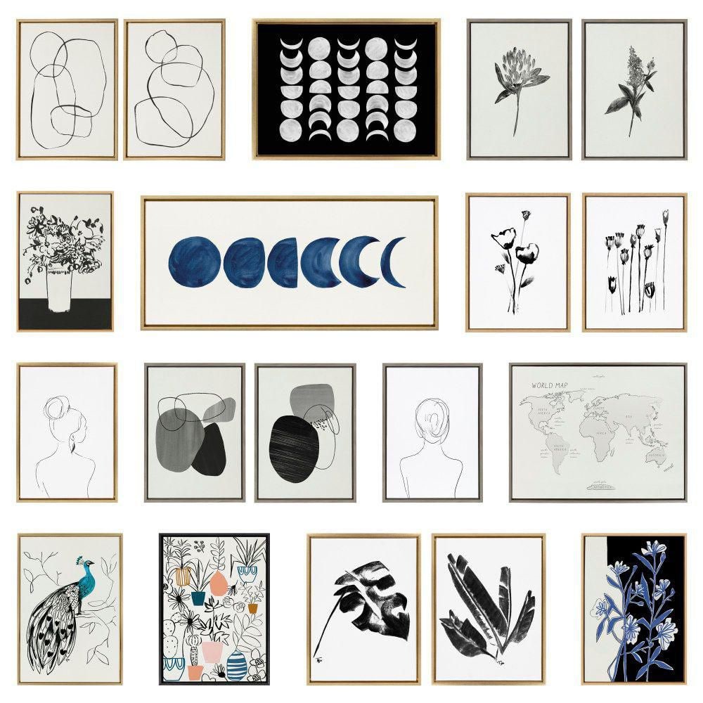 Natural Black and White Abstract Canvas Art Set