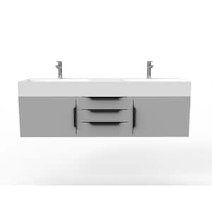 Maranon 60 in. W x 19 in. D x 19.25 in. H Double Floating Bath Vanity in Matte Gray with Black Trim and White Top