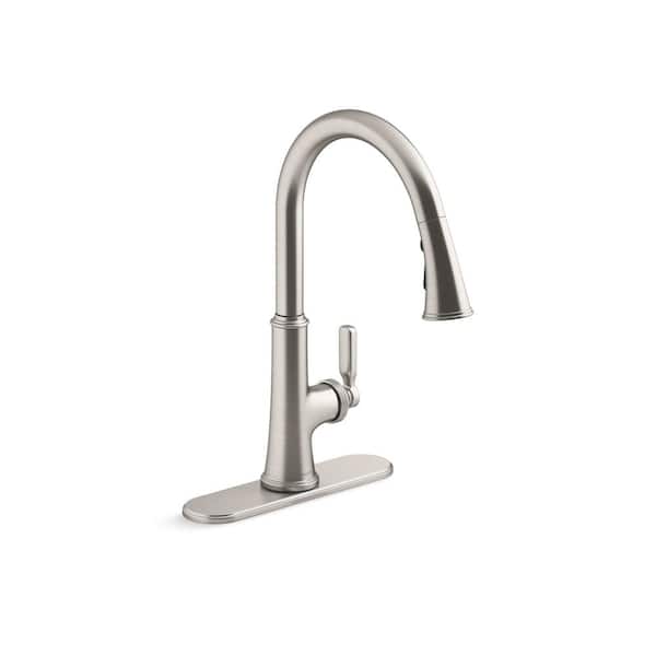 Adva 16.8 in. H Single Handle Pull Down Sprayer Kitchen Faucet with 180-degree Spout Swivel in Spot-Repel Stainless