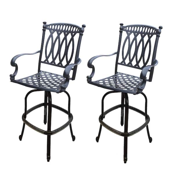 Oakland Living Pair Of Outdoor Cast Aluminum Black Swivel Bar Stools With Brown Sunbrella Cushions And Rubber Foot Guards 7219 Bs2 D54 4 Ab The Home Depot Oakland Living Pair Of Outdoor Cast, Rubber Feet For Outdoor Furniture Home Depot
