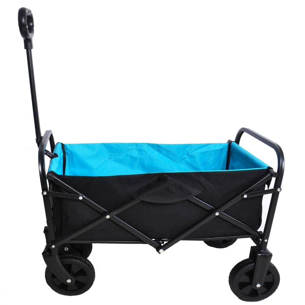 1.35 cu. ft. Black and Blue Fabric Steel Frame Folding Wagon Garden Cart fo