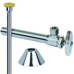 Toilet Kit: 1/2 in. Nom Sweat x 3/8 in. O.D. Comp Multi-Turn Angle Valve with 5 in. Extension, 12 in. Riser and Flange