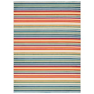 Cabana Ivory/Green 5 ft. x 8 ft. Striped Indoor/Outdoor Area Rug