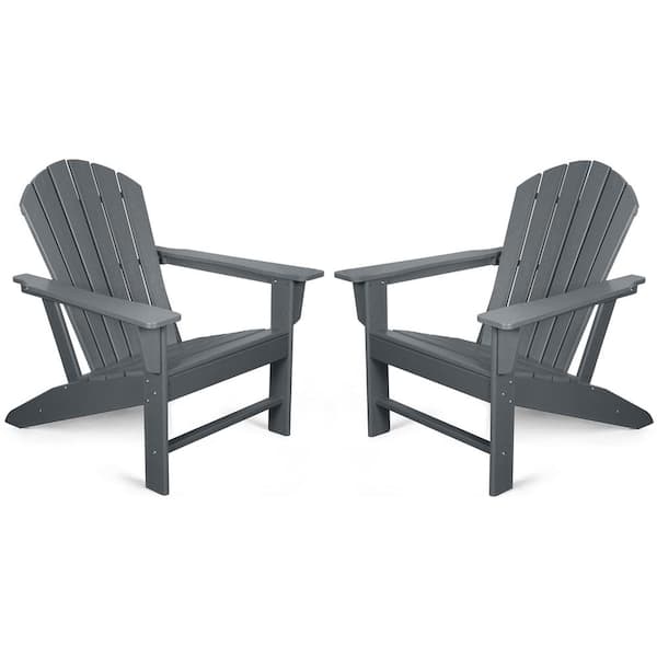 JUSKYS All Weather Gray Plastic Adirondack Chair (2-Pack)