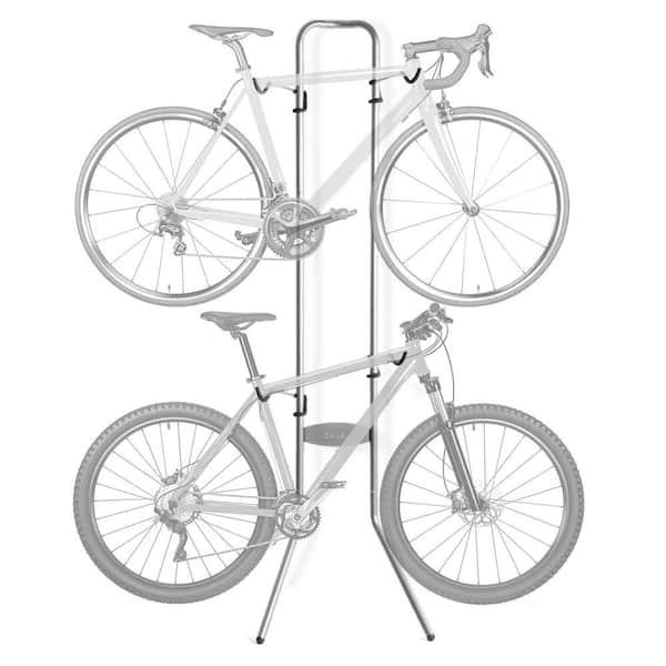 80 lb. 2 Bikes Vertical Storage Rack, Alloy Steel Gravity Fully Adjustable Bike Rack For Road, MTB, and Hybrid Bicycles