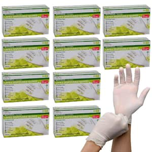 Medium, Natural, Disposable Latex Gloves Food Preparation Multi-Purpose Cleaning Gloves (1000-Count)