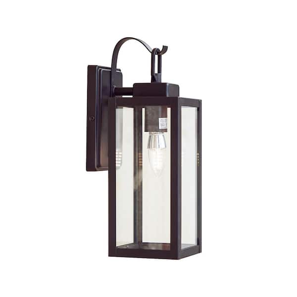 1- Light Matte Black Outdoor Wall Lantern Sconce with Clear Glasee