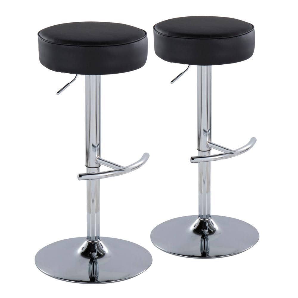Lumisource Dot 35 in. Black Faux Leather and Chrome Metal Adjustable