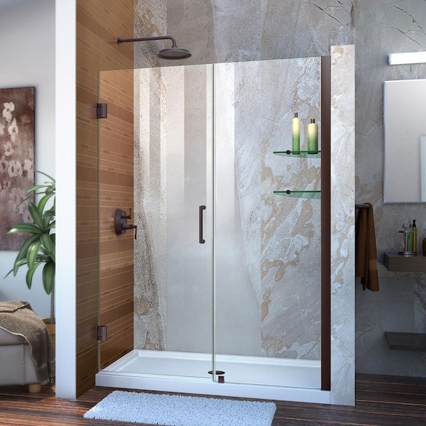 DreamLine Unidoor 53 to 54 in. x 72 in. Frameless Hinged Shower Door in Oil Rubbed Bronze